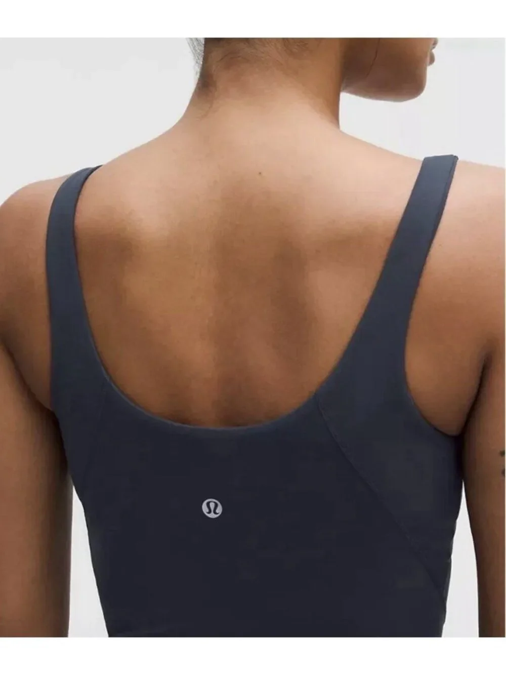 Lululemon Align Women’s Solid Dark Navy Blue V Neck Crop Tank Top Built In Bra 2